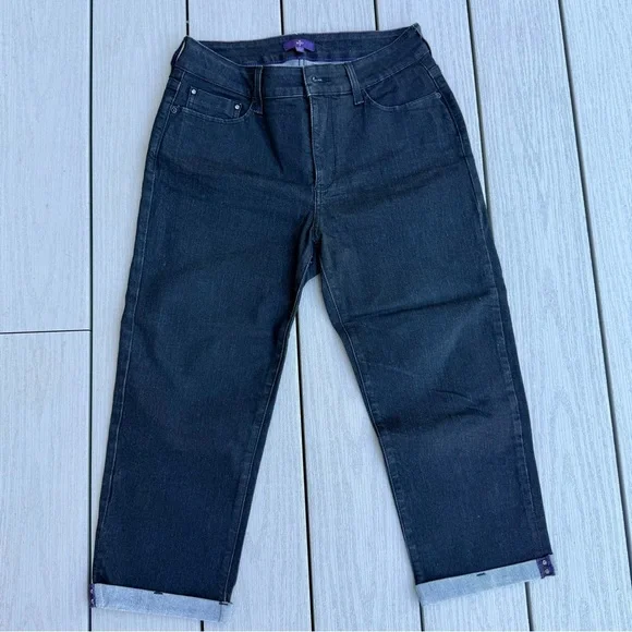 NYDJ Crop Pant, black denim Not Your Daughter’s Jeans capris - Picture 2 of 4